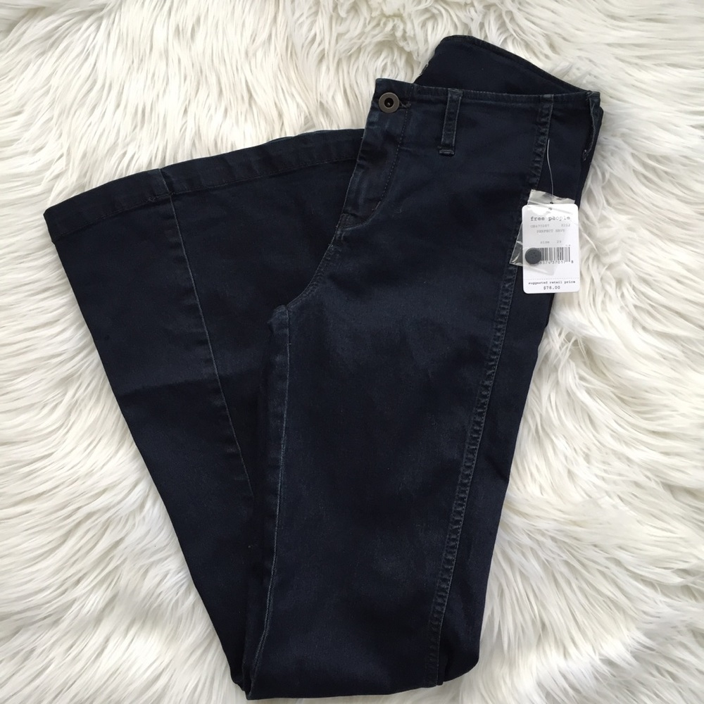 NWT FP Jolene Clean Denim Flare Perfect Navy
